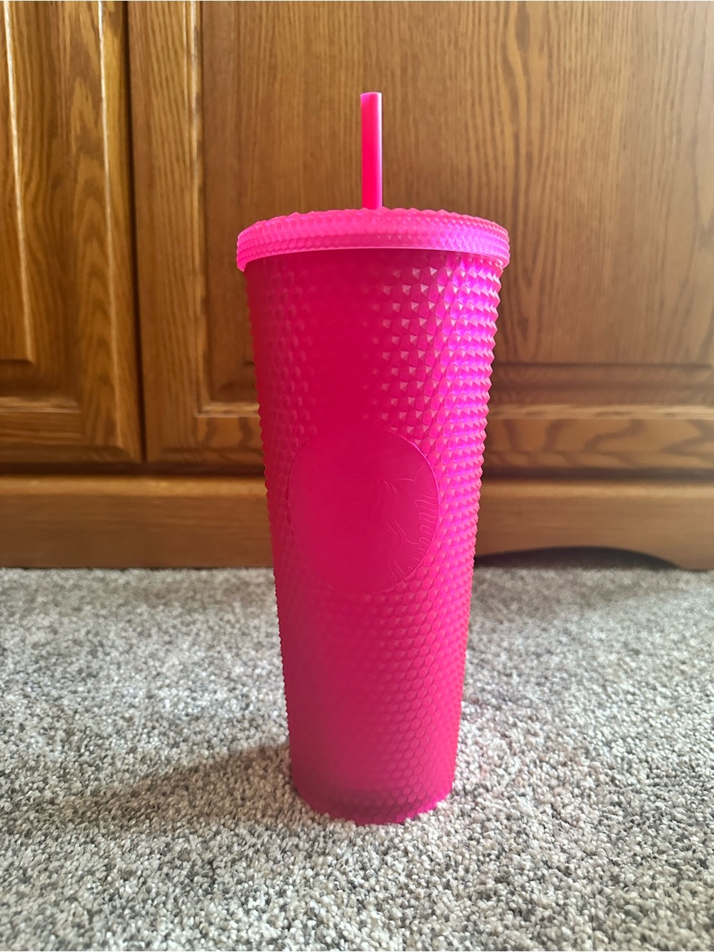 Hot Pink Studded Starbucks Tumbler with Straw